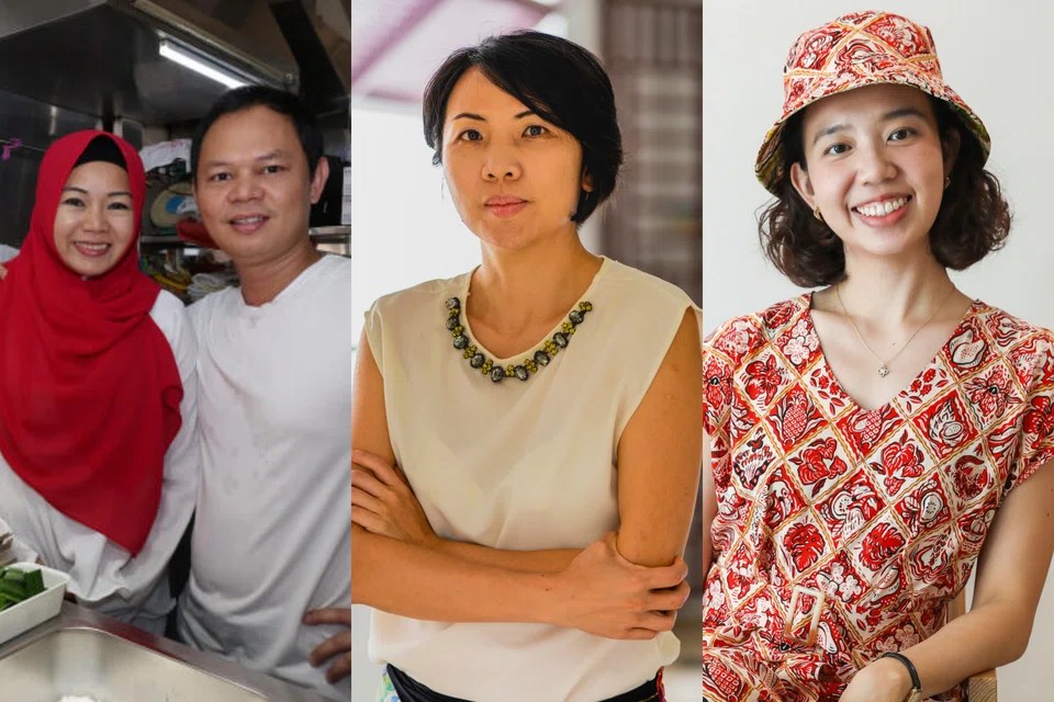 From left: Haig Road Putu Piring fifth-generation owner Aisha Hashim with her husband Nizam Iskandar; Everyday Tour Company CEO Yeo Pei Shyuan; and YeoMama Batik founder Desleen Yeo.