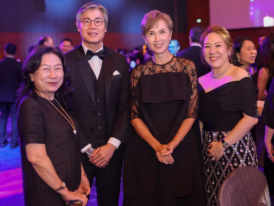Top winner of the E50 Awards 2025, Poh Heng Jewellery. From far left: Flora Tan, the company’s chief human resources officer, Eugene Goh, its CEO; guest of honour Josephine Teo; and Charlene Chng, Poh Heng’s board chair.