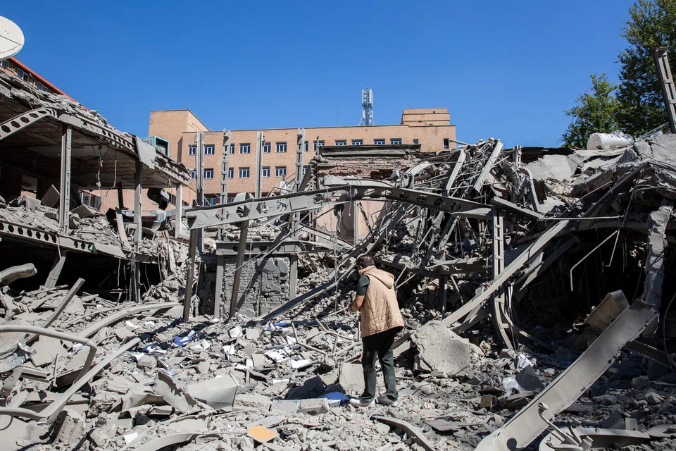 A building destroyed by US-Israeli air strikes on the campus of Sharif University of Technology
 in Teheran. Even before the destruction wrought by this phase of the conflict, Iran’s civilian economy suffered from severe underinvestment.