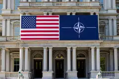 The US and Nato flags in Washington, DC, ahead of the military alliance's summit from Jul 9 to 11.