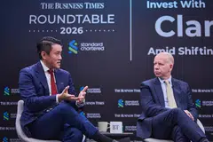 Steve Brice (right), global chief investment officer of StanChart, and Albert Tse, chief executive of Amundi South Asia, say being overweight on gold has been their best investment call for 2025, and expect it to continue as a core growth driver for 2026.
