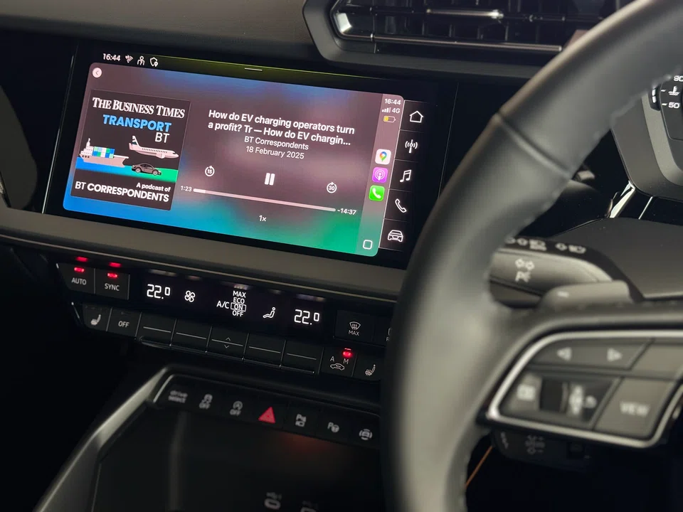 The touchscreen isn’t big, but the physical switches are laid out with typical Teutonic logic.