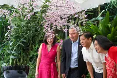 Dr Balakrishnan (second from left) with his wife, Joy Balakrishnan, Philippine President Ferdinand Marcos Jr, and First Lady Louise Araneta-Marcos at Singapore's National Orchid Garden in 2022.