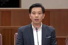 Minister of State for National Development and Trade and Industry Alvin Tan speaking in Parliament on April 8.
