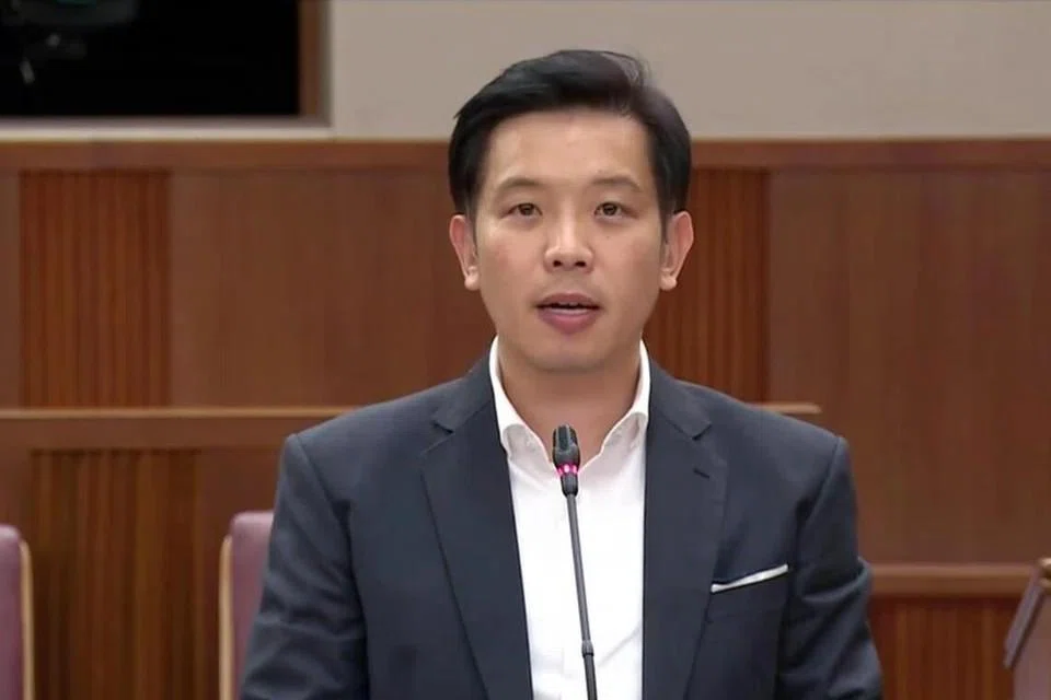 Minister of State for National Development and Trade and Industry Alvin Tan speaking in Parliament on April 8.
