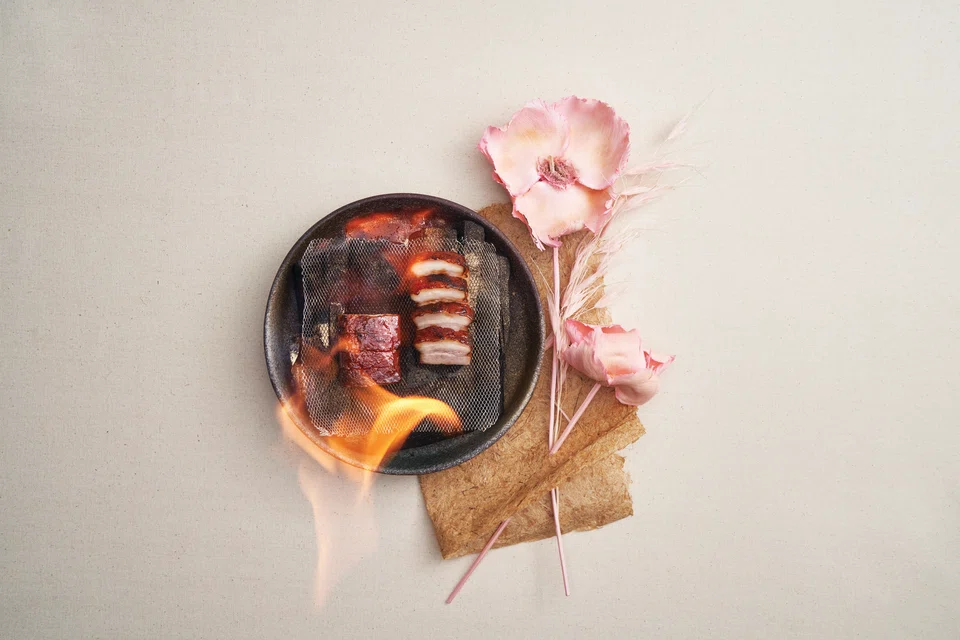     Applewood-smoked Iberico pork char siew                          