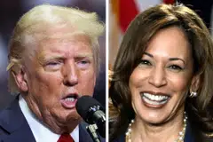 Donald Trump (left), the Republican presidential nominee, will hold his first campaign rally since Harris emerged as his near-certain Democratic foe in the 2024 election.