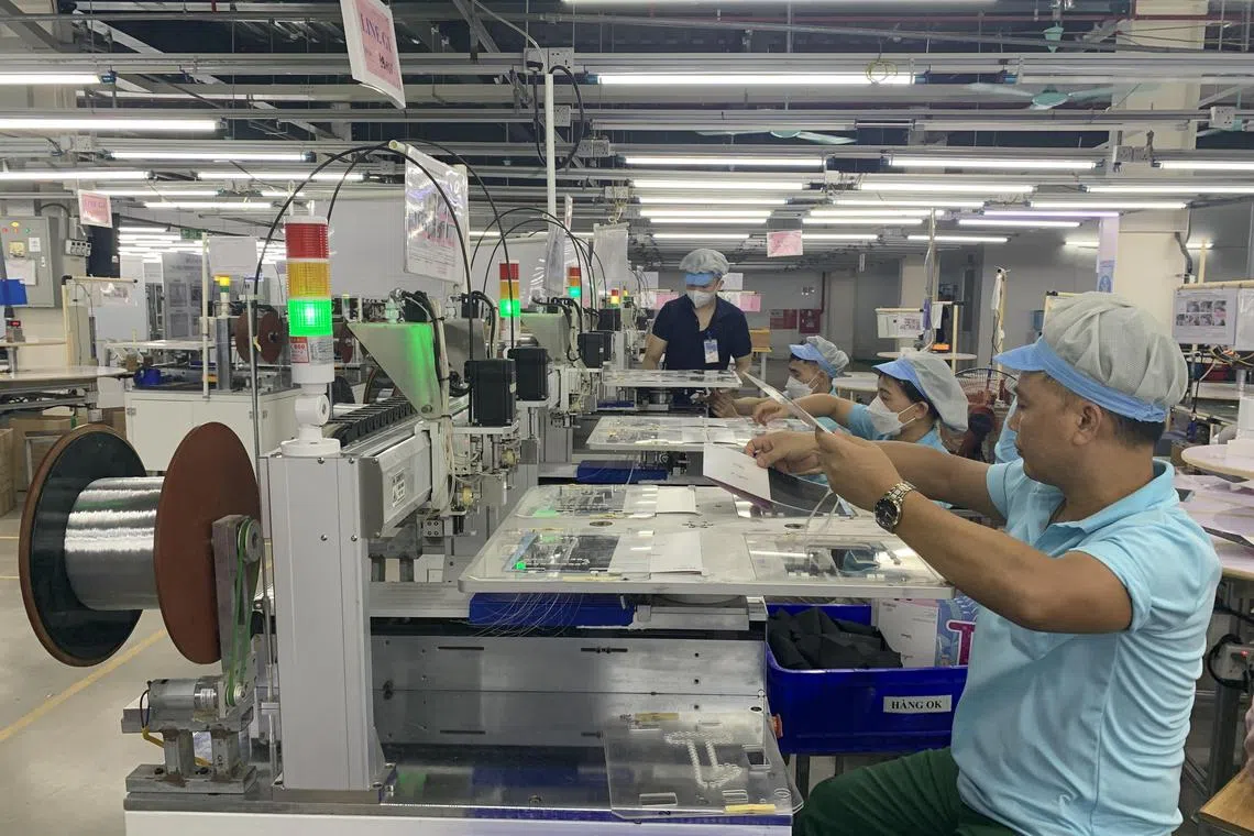 Superior EMS’s factory in the Vietnam-Singapore Industrial Park in Hai Duong province. It is using small modular machinery to automate its production lines.