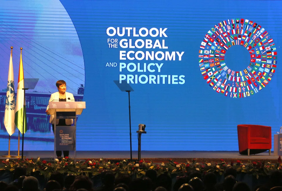 IMF managing director Kristalina Georgieva at the curtain-raising ceremony of the 2023 annual meetings of the International Monetary Fund (IMF) and the World Bank, in Abidjan, Ivory Coast, Oct 5. The 2023 IMF-World Bank meetings will be held in Marrakesh, Morocco, from Oct 9-15. 