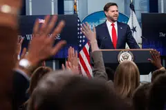 Vice-President JD Vance took centre stage at a White House briefing normally headed by Leavitt to upbraid Democrats over their demands.