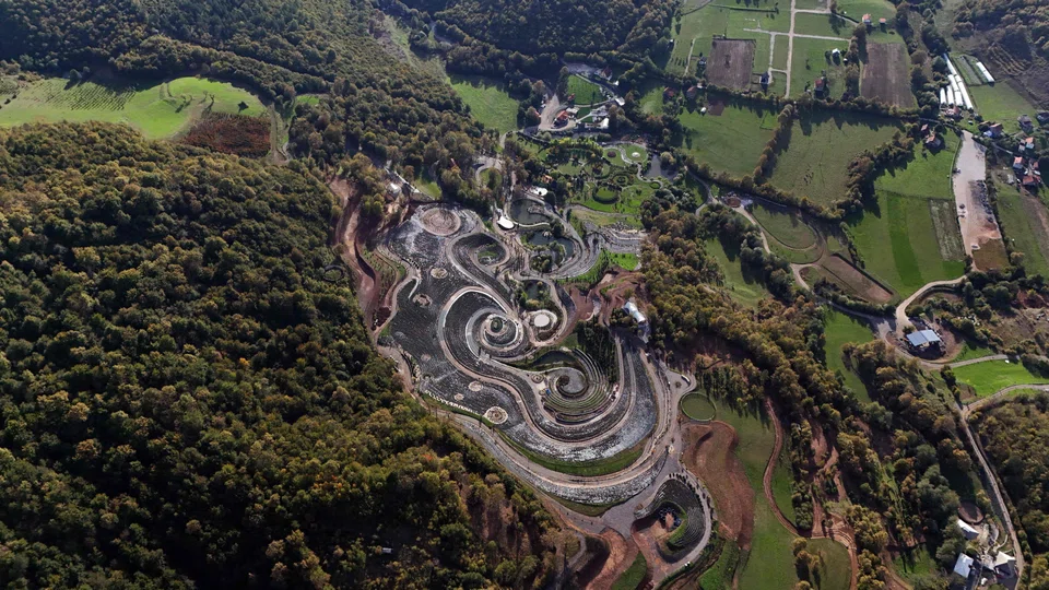 Tens of thousands of lavender bushes, grasses and other plants form swirls and spirals across a dozen hectares that – seen from the air – unmistakably resemble the celestial configuration painted by the Dutch post-Impressionist master Vincent Van Gogh in 1889.
