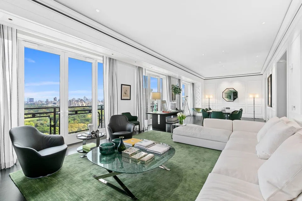 A living room inside 220 Central Park South.