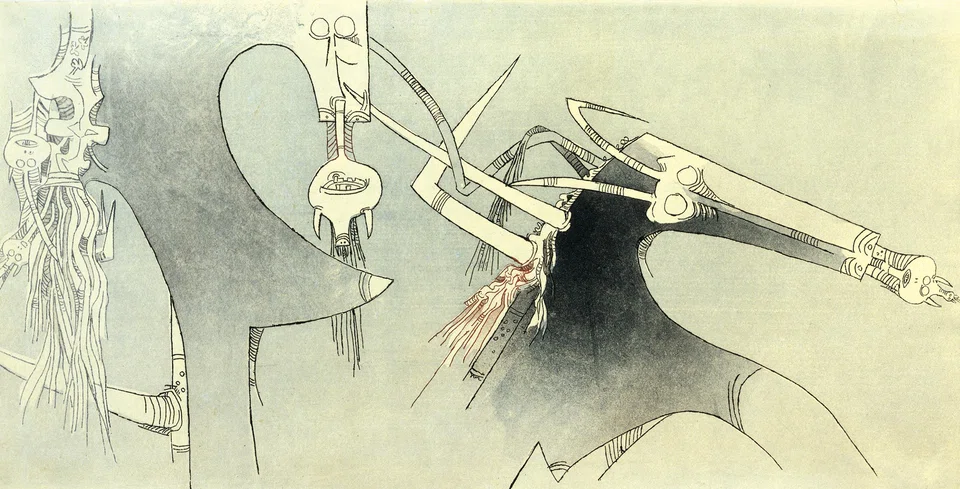 Wifredo Lam's print Apostroph’ Apocalypse Plate IX (1966) is one of over 60 prints on display at STPI.