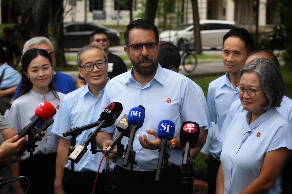 WP chief Pritam Singh giving a doorstop after Nomination Day at Poi Ching School. 