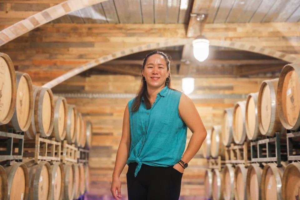 The distillery's operations include a 1,000 sq ft cellar, housing more than 100 barrels, says Crystalla Huang, brewmaster at RedDot BrewHouse.