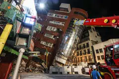 The Uranus Building in Hualien, after a major earthquake hit Taiwan's east. It's the biggest earthquake in at least 25 years.