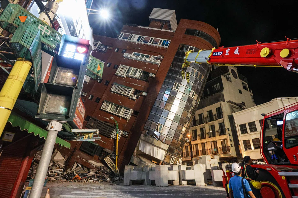 The Uranus Building in Hualien, after a major earthquake hit Taiwan's east. It's the biggest earthquake in at least 25 years.