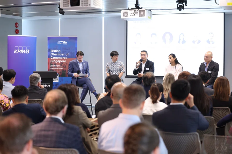 At the panel discussion were (from left): David Kelly of BritCham Singapore, Herman Loh of EDB, Yap Wee Kee from KPMG in Singapore, Lavanya Venkateswaran from OCBC, and Tony Chan of Arup.
