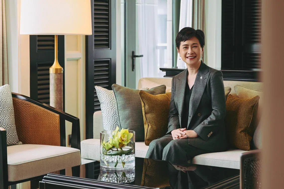 RWS CEO Lee Shi Ruh in one of the suites at The Laurus hotel, which opened in 2025. The IR will open two new hotels with a total of 700 rooms in 2030.