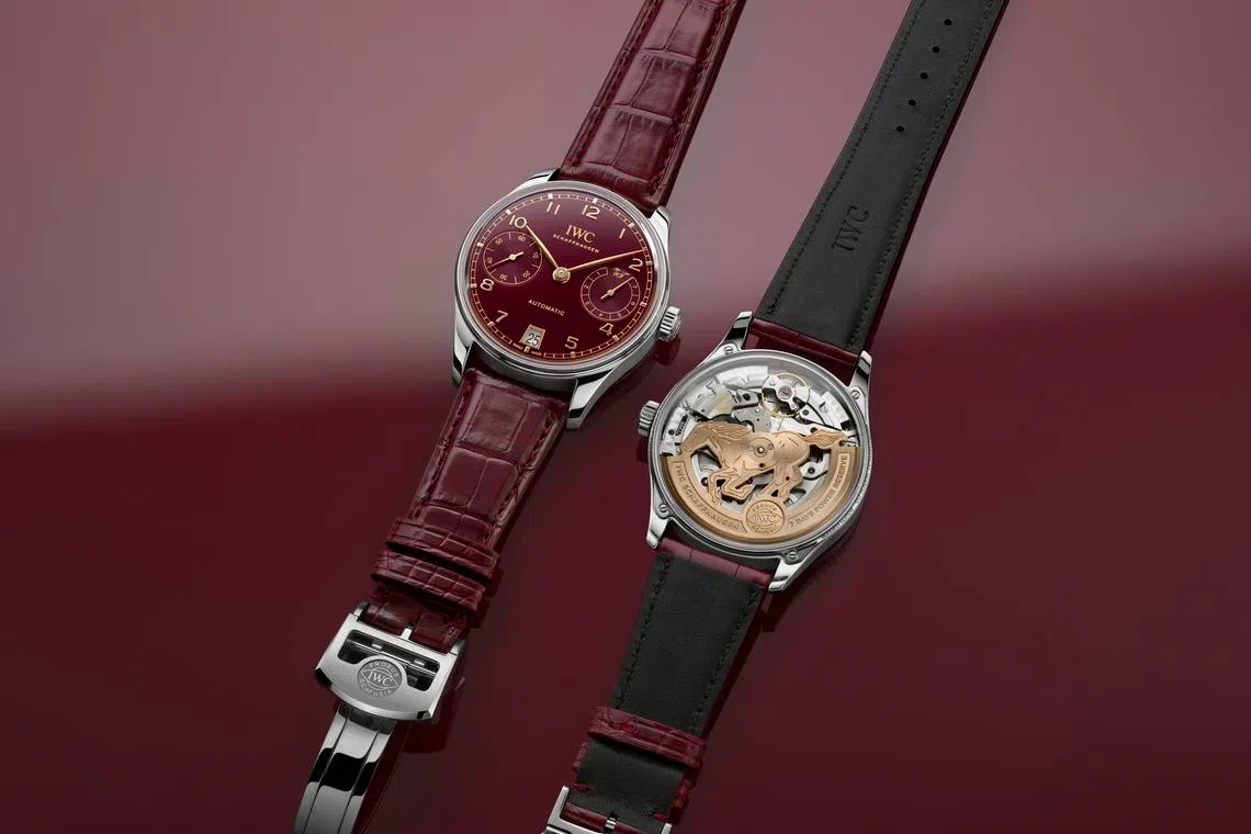 Limited to 500 pieces, the Portugieser Automatic 42 Year of the Horse features a stainless steel case and a burgundy dial.