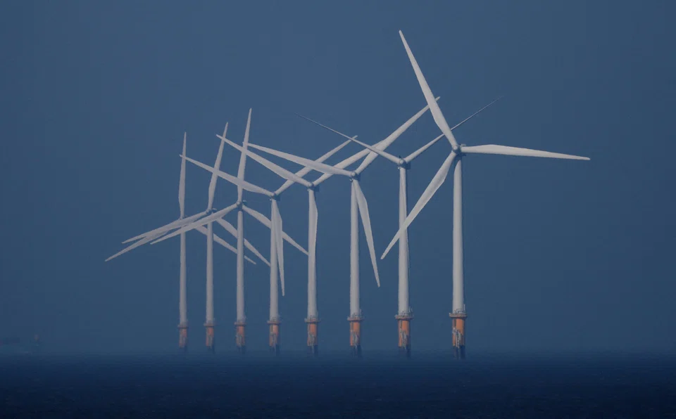 Wind turbines are seen as part of the Burbo Bank wind farm off the coast of New Brighton, Britain, March 6, 2025. Britain currently has around 16 gigawatts (GW) of onshore wind power but is targeting 27-29 GW by 2030.