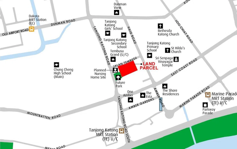 The Jalan Tembusu site, for private housing development, is near the future Tanjong Katong MRT station on the Thomson-East Coast Line.