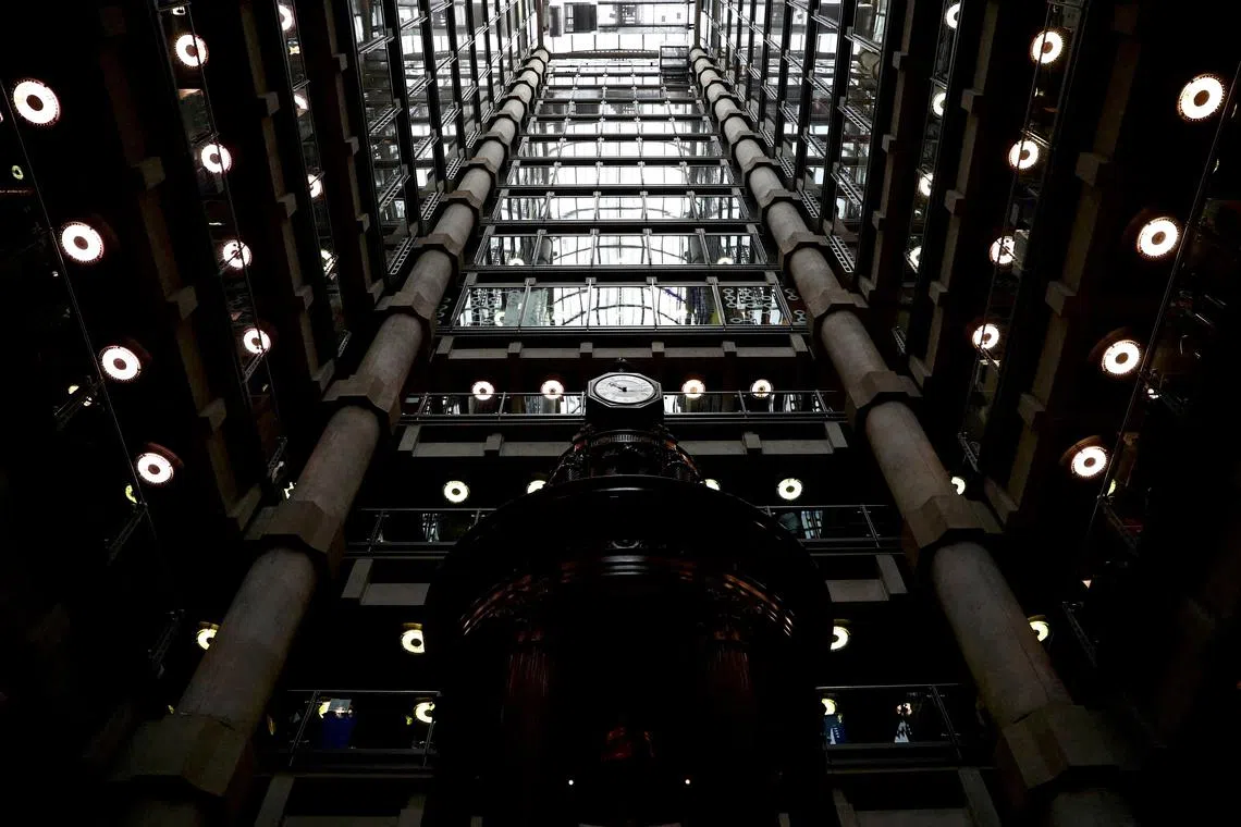 The interior of Lloyd's of London building in the financial district in London. Gross written premiums rose 6.5 per cent to £30.6 billion.