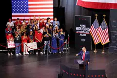 Republican presidential nominee and former US President Donald Trump gestures while speaking during a campaign rally in Tucson, Arizona, Sept 12, 2024. Trump said on Thursday he would not take part in another debate with Kamala Harris.