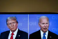 Donald Trump and Joe Biden participate in the first debate of the 2024 US Presidential election in Washington, D.C., June 27, 2024. 