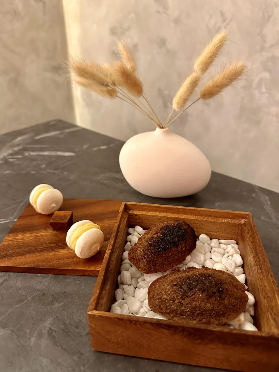 Kaya toast macaroons and spiced madeleines.