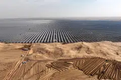 Solar panels in China’s northern Ningxia region. Regulators are beginning to standardise what credible transition plans should look like for companies.