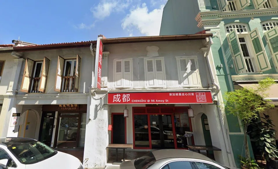 96 Amoy Street is held by Xin Xin Consultancy, which entered into receivership in October 2023. The company's sole shareholder, Chen Lingling, is one of the associates  of the 10 people convicted in the S$3 billion money laundering case.