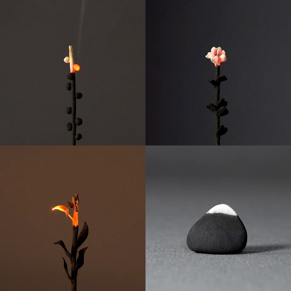 Kaining He's poetic incense ash creations.