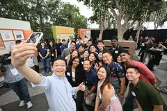 Prime Minister Lawrence Wong taking a wefie with young people. In a social media video on Apr 13, he addressed Gen Z voters directly, affirming their wish for change.