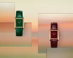 This year, Cartier has applied that concept to the Tank Louis Cartier line, upping the luxe quotient in the process. The red (Cartier calls it Bordeaux) and green lacquered dials are now borne on yellow gold cases, giving them a resolutely vintage vibe. 