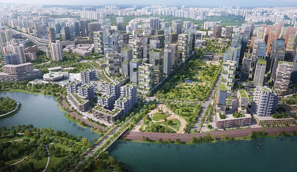 Artist's impression of the upcoming Jurong Lake District. It is envisioned as Singapore's second central business district outside the city centre.