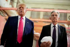 Federal Reserve Chair Jerome Powell (right) called the investigation a pretext to put pressure on the central bank to cut rates, as President Trump has repeatedly called for it to do.