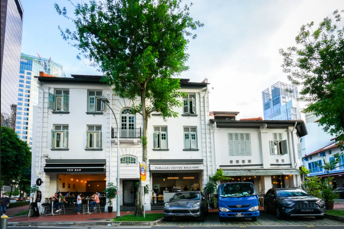 The shophouses sit on a combined land of approximately 3,557 square feet (sq ft), with an estimated total built-up area of 7,225 sq ft. 