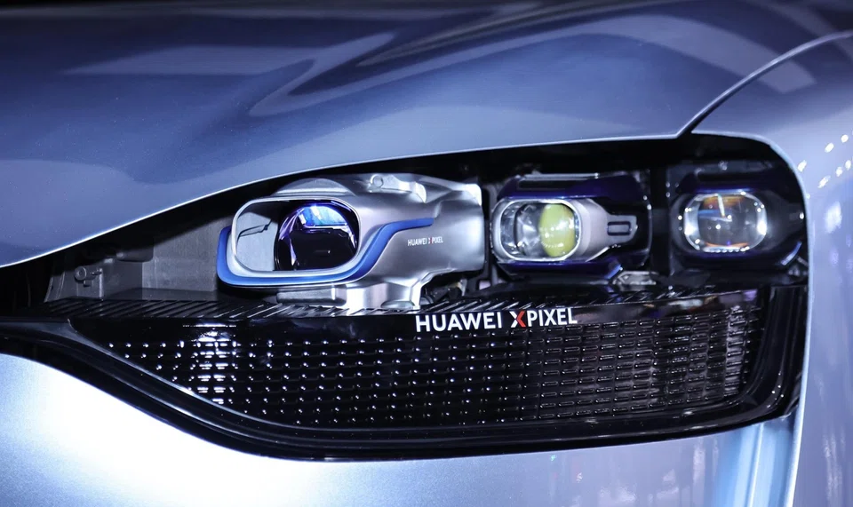The two-megapixel headlights can also beam crosswalk and navigation arrows on the ground.