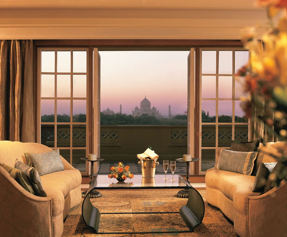 At the palatial Oberoi Amarvilas, every room comes with a private panorama of the Taj Mahal.
