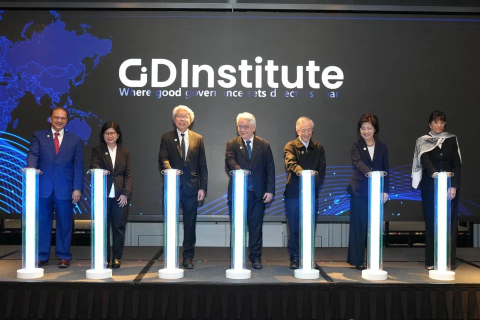 The board members of GDInstitute at the launch of the new corporate governance body at the Four Seasons Hotel Singapore on Monday (Jan 26).