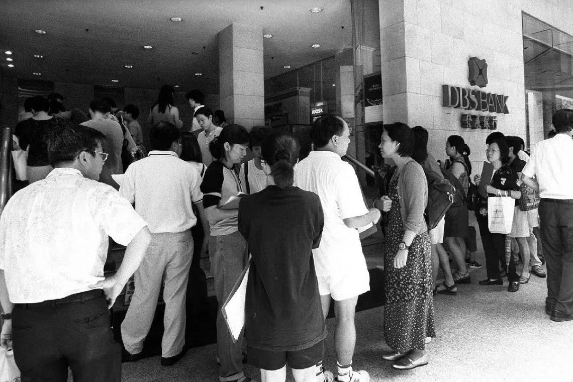Investors queueing at DBS Securities following Clob's closure, which left many retail investors stuck with worthless paper. The launch of SDRs promises to be a better experience.