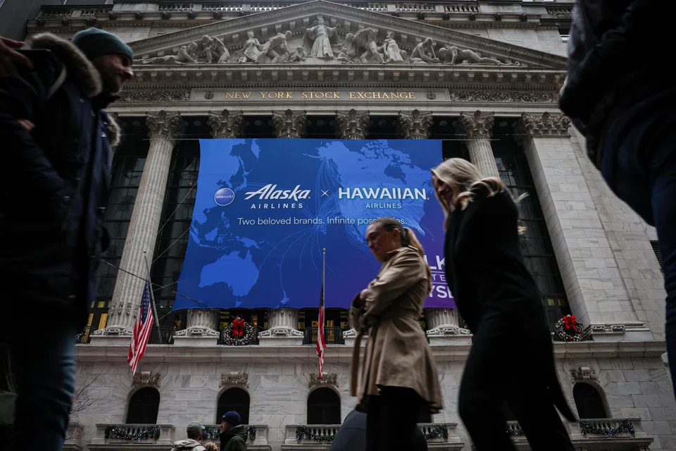 Alaska Air Group surged 13.2 per cent as it unveiled a medium-term outlook that promised “at least” US$10 earnings per share in 2027. In 2023, the airline company earned US$1.83 per share. 