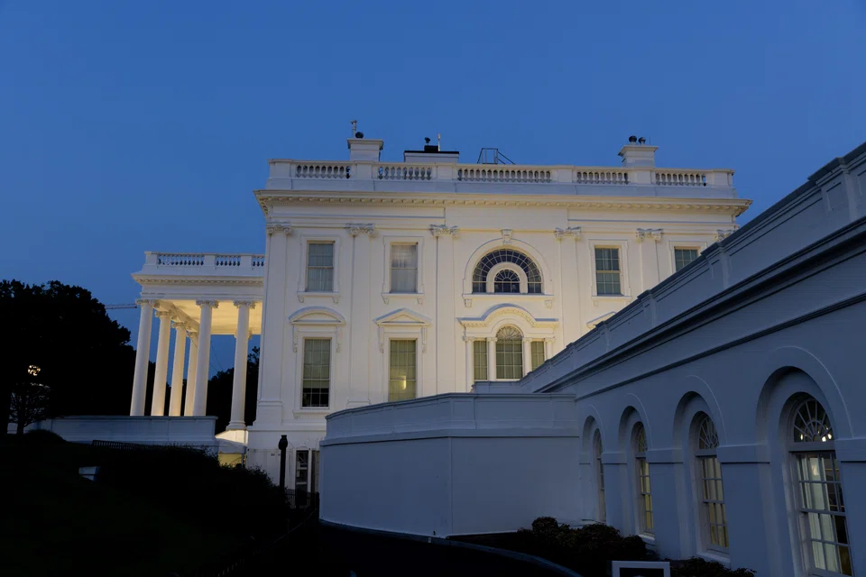 The White House at dusk. In the latest survey by pollster FiveThirtyEight, President Joe Biden’s disapproval rating registered at a worrying 57 per cent level.