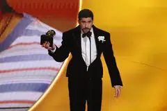 Bad Bunny accepts the award for Album of the Year for "Debi Tirar Mas Fotos" during the 68th Annual Grammy Awards in Los Angele on Sunday (Feb 1). 