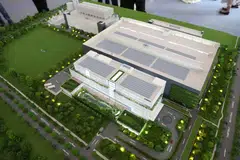 A model of the NXP-VIS joint venture's 300mm semiconductor wafer manufacturing facility during its groundbreaking ceremony in Singapore on Wednesday (Dec 4).