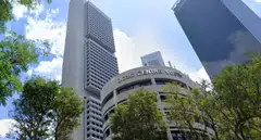 In the foreground is OCBC Centre South. Behind it, to the left, is the 50-storey OCBC Centre, where the bank's head office is located.