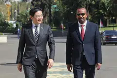 PM Wong (left) and Ethiopian Prime Minister Abiy Ahmed Ali at the National Palace in Addis Ababa on Nov 24.