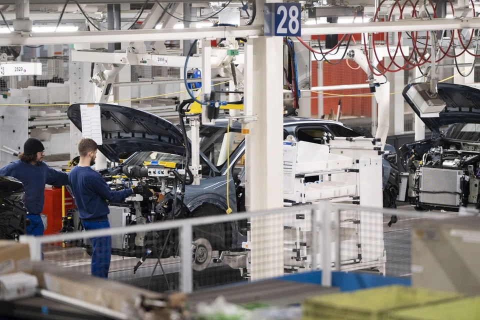 A vehicle assembly line at an auto plant in France. The Europeans should realise that the reason for surging Chinese imports is their own plan to phase out sales of vehicles with internal combustion engines by 2035.