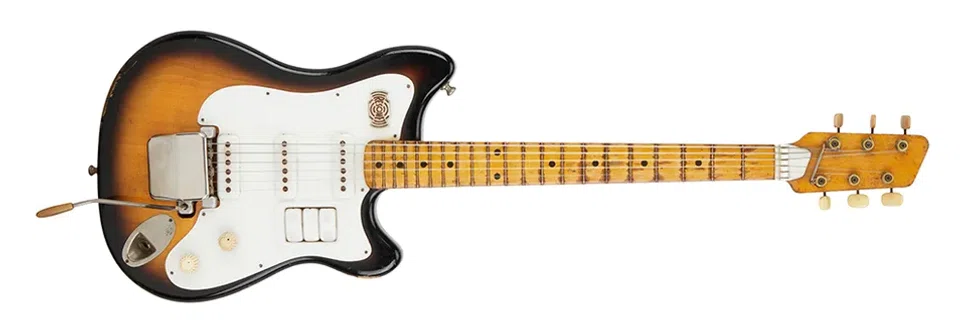 Bought from a music store in the band’s birth city of Liverpool, Harrison played the Futurama guitar in the early 1960s when the band performed at the Cavern Club, toured Germany and made their first official records for Polydor.